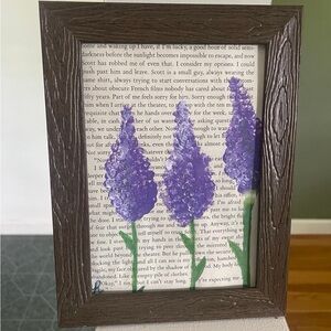 Framed lilac book page painting